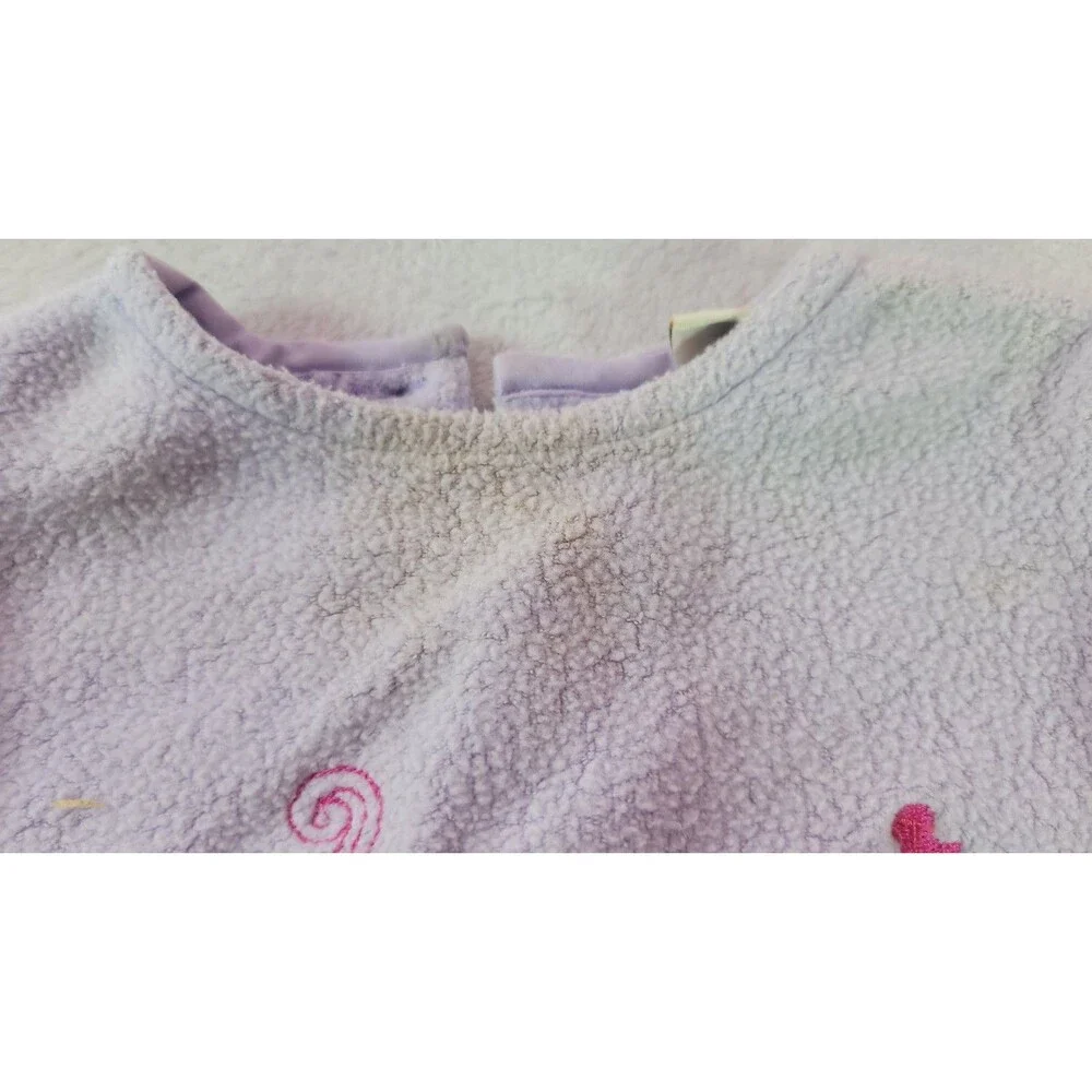 Vtg B.T. Kids Baby Girl Fleece Sweater 12M Embroidered House Tree Flowers 90s